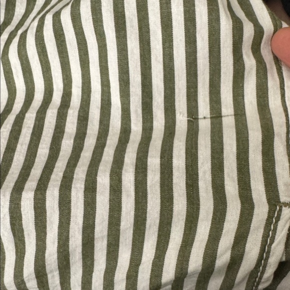 MAEVE - Oversized Classic Striped Button-Down Shirt – Olive & White - Small - Picture 9 of 9